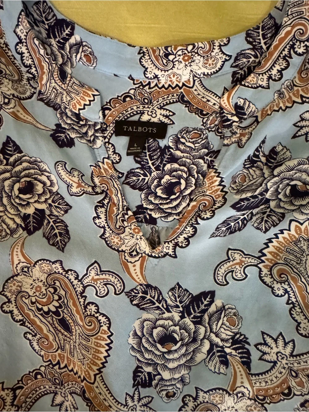 Talbots Light Blue Paisley & Floral Split-Neck Tunic - Picture 4 of 6